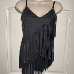 Vocal Black Fringe with Gold Trim adjustable straps, soft feel and lightweight